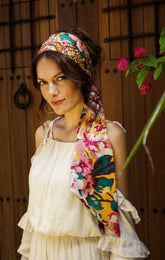 Leopard Floral Satin Neck Scarf Scarf Foxyavenue UK